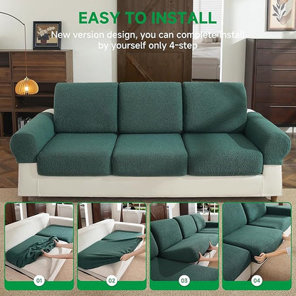 Couch Cushion Covers for Sectional Sofa, Stretch Soft Sofa Slipcovers Washable Wear-Resistant Universal Furniture Protector for Living Room(1 Piece Back Couch Cover, Green)