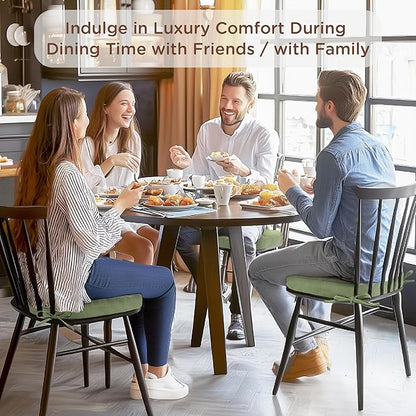 Codi Dining Chair Cushions 4 Pack, Thick Chairs Pads for Indoor Kitchen Room - Washable, Non-Slip Memory Foam Seat Cushion with Ties, 16.5"x16.5"x 3.5", Set of 4, Sage