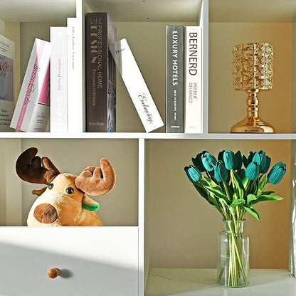 Mandy's Artificial Tulips 20 Stems Teal PU Faux Flowers for Wedding Home Decor 13.5 Inch