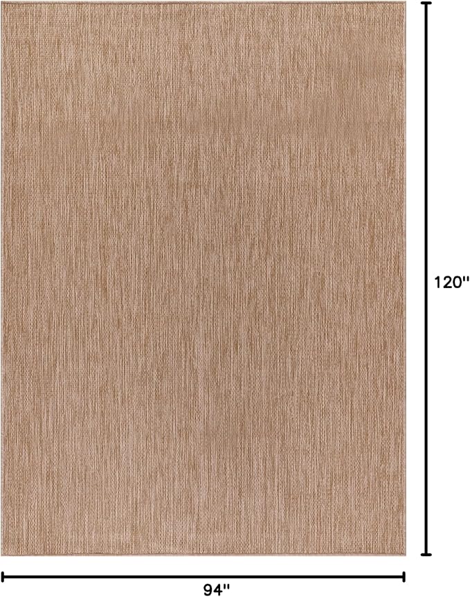 Washable Indoor Outdoor Rug 8x10 Weather Resistant Area Rugs Modern Solid Jute Rug for Porch Deck Balcony Backyard Patio Outside Carpet (8 X 10 Jute Beige)