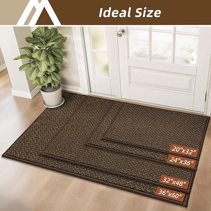 COSY HOMEER-Door-Mat 24"x36" Non Slip Absorbent Entryway Rugs Dirt Trapper Doormats Washable Entrance Mats Low Pile Welcome Floor Mat for Front Back Door and Entry Mats,Brown