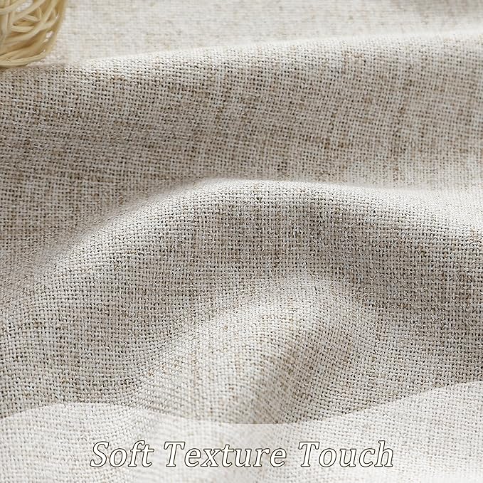 RAIN CITY Beige Blackout Curtains Back Tab Rod Pocket Curtains 63 Inches Long, Linen Burlap Textured Room Darkening Curtains for Bedroom Nursery 2 Panels 50x63