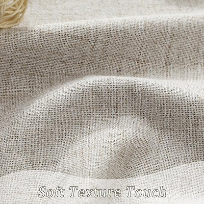 RAIN CITY Linen Beige Blackout Curtains 84 Inch Long 2 Panels,Linen Blend Aesthetic Heat and Cold Blocking Thermal Drop Cloth Traverse Curtains for Living Room Bedroom Polyester Soft Fabric 50 Wide