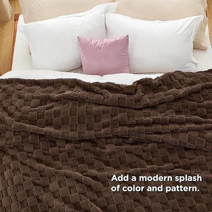 Bedsure GentleSoft Blankets Queen Size for Bed - Super Soft Cozy Blanket for Women Men Girls, Large Fuzzy Fleece Throw for Bedroom Decor, Dark Brown, 90x90 Inches