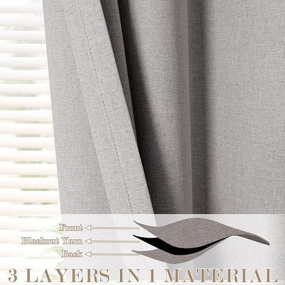 Room Divider Curtains Screen Partitions, Linen Look 100% Blackout Drapery 102 Inches Long, 100" Wide Pinch Pleated Window Drapes, Privacy Protecting, Light Blocking, (1 PC, Browish Grey)
