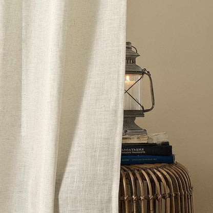 Joydeco Linen Curtains 90 Inch Length 2 Panel Sets,Light Filtering Curtains for Bedroom 70 Inch Wide Living Room Drapes with Back Tabs & Rod Pockets (W70 x L90 Inch, Beige)
