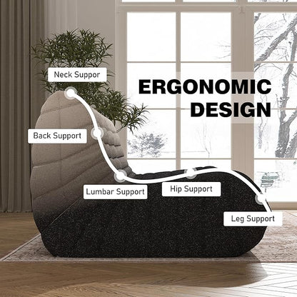 Bean Bag Chair, Oversized Fireside Chair Bean Bag Sofa Large Bean Bag Chair for Adults, 3 Seater Bean Bag Chairs for Teens with High Density Comfortable Foam, Bean Bag for Living Room(Black&White)
