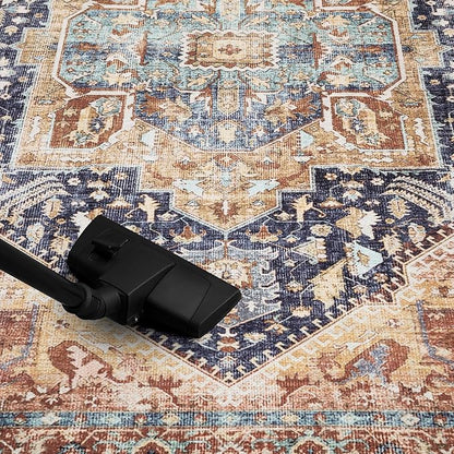 Keen Home Design 5x7 Rug - Machine Washable Area Rug with Non-Slip Backing, Ideal for Living Room, Dining Room, Bedroom - Vintage, Easy Clean, Durable, Low Pile Rug - (5' x 7')