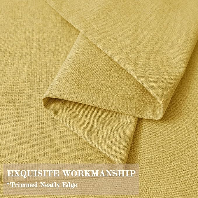 Room Divider Curtains Screen Partitions, Linen Look 100% Blackout Drapery 84 Inches Long, 120" Wide Pinch Pleated Window Drapes, Privacy Protecting, Light Blocking, (1 PC, Yellow)
