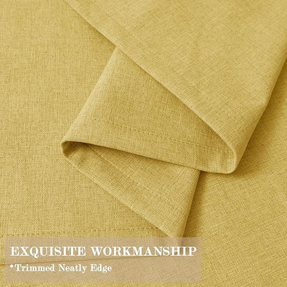 100" W x 84" L Faux Linen Room Divider Curtains, Full Blackout Pinch Pleated Drapes for Traverse Rod, Bedroom Divider Privacy Drapery with Hooks for Ceiling Track, 1 Panel, Yellow
