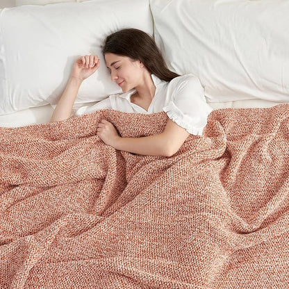 Snuggle Sac Orange Throw Blanket for Fall, Ultra Soft Warm Fall Blanket for Couch, Cozy Fuzzy Knit Microfiber Blankets and Throw Dupes for Sofa, Bed, Orange 50 x 60 inches