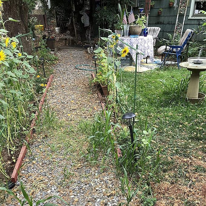 Garden Stakes 60 Pack, 16 Inch Each, DIY 3ft 4ft 5ft 6ft 7ft Sturdy Steel Plant Stakes with 50 Connectors, 30 Rotatable Clips, 10 A-Type Connecting Pipe and 164 Feet Twist Tie for Climbing Plants