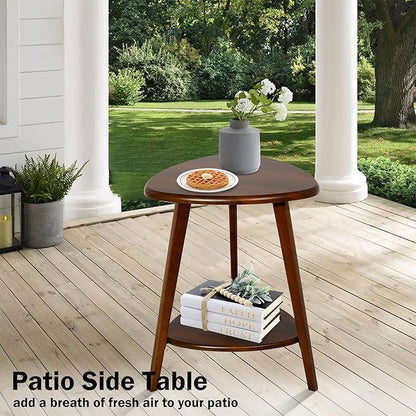Modern End Table, Wood Side Table with Storage Shelf, End Table for Living Room, Small Side Tables for Small Spaces, Solid Wood Legs, Brown