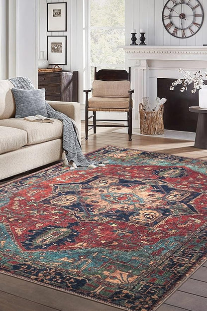 Keen Home Design 3x5 Rug - Machine Washable Entry Rug with Non-Slip Backing, Ideal for Enteryway, Kitchen, Bathroom, Laundry Room - Vintage, Easy Clean, Durable, Low Pile Rug - (3' x 5')