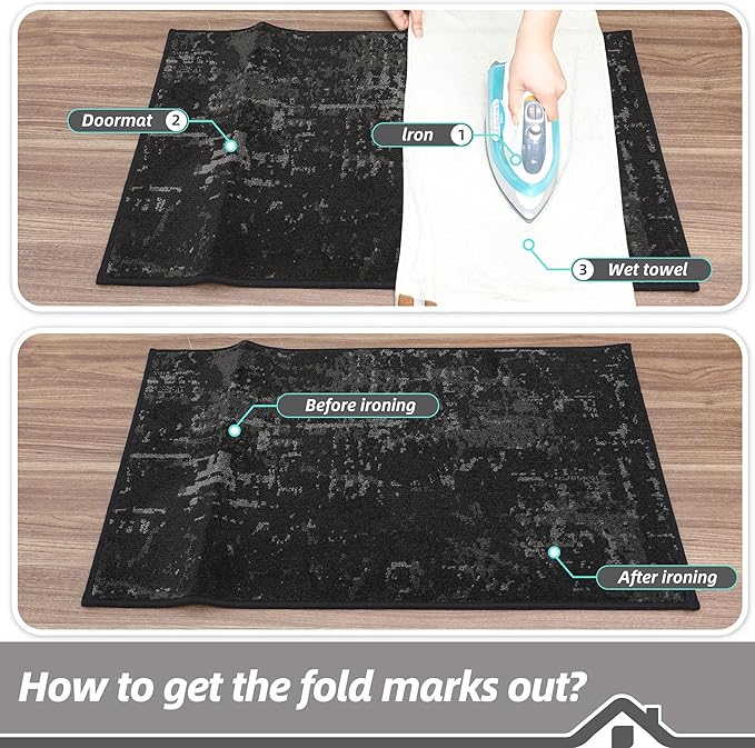 BEQHAUSE Dirt Trapper Door Mat 32"x48" Non-Slip Door Mats Washable Entryway Rugs Stain Resistant Doormat Absorbent Welcome Floor Mat for Front Back Door, Muddy Wet Shoes & Paws,Black