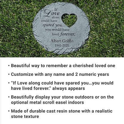 Let's Make Memories Personalized Memorial Stone - Sympathy Garden Marker - Durable, Weather-Resistant Cast Resin - Engraved with Your Loved One's Name - Personalized Condolences - 12" Diameter