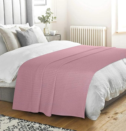 BELIZZI HOME 100% Cotton Bed Blanket, Breathable Bed Blanket Twin Size, Cotton Thermal Blankets Twin, Perfect for Layering Any Bed for All Season, Purple