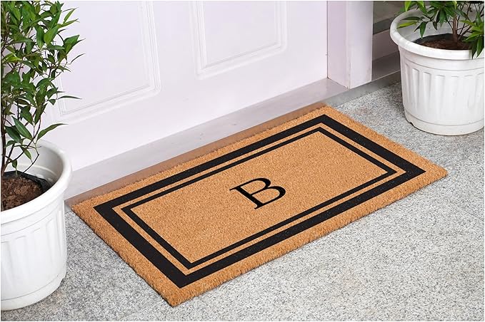 Calloway Mills 152963048B Black Border 30" x 48" Monogram Doormat Letter (B)
