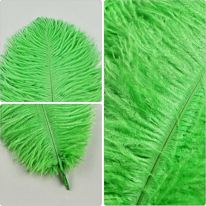 THARAHT Green Ostrich Feathers 24pcs Natural Bulk 10-12Inch 25cm-30cm for Crafts Wedding Party Centerpieces Mardi Gras and Home Decoration Feathers