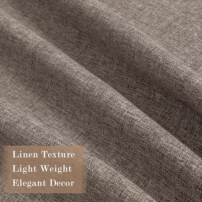 Light Coffee Pinch Pleat 100% Blackout Drapes Linen Blend, Room Divider, Room Darkening, Energy Saving, Furniture Protecting, Light Blocking Extra Wide Privacy Curtains, 200Wx102L, 1 PC