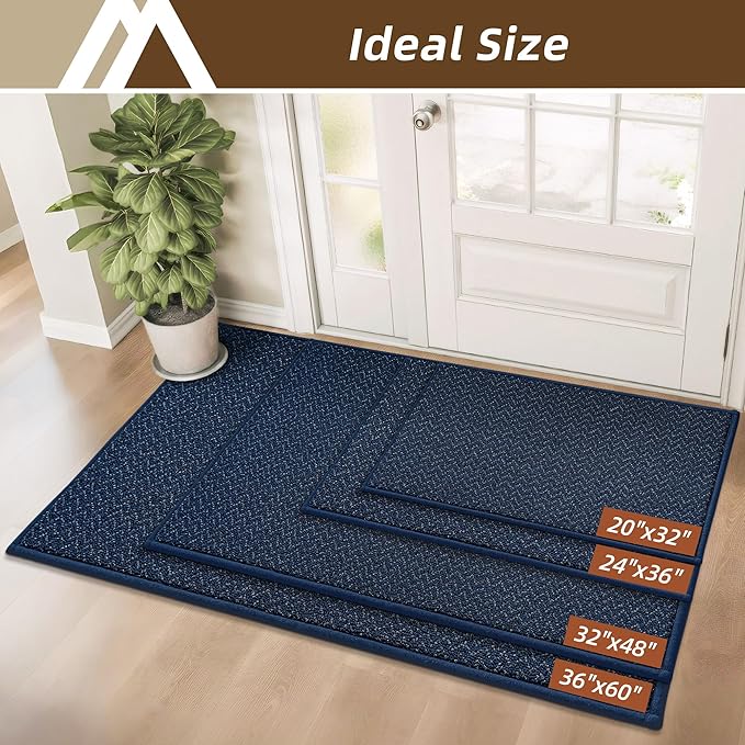COSY HOMEER-Door-Mat 36"x60" Non Slip Absorbent Entryway Rugs Dirt Trapper Doormats Washable Entrance Mats Low Pile Welcome Floor Mat for Front Back Door and Entry Mats,Navy Blue