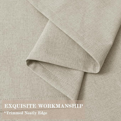 Extra Wide 100% Blackout Linen Textured Curtains - Room Dividers, W200 x L84 (1 Panel), Pinch Pleat Drapes for Living Room, Full Light Block Out Drapery for Sliding Door, Ivory White