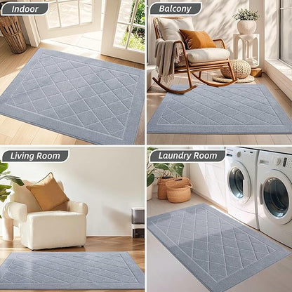 BEQHAUSE Dirt Trapper Door Mat 24" x 36", Doormat Non-Slip Entryway Rugs Washable, Dog Door Mat Stain Resistant and Absorbent Welcome Floor Mat for Front Back Door, Muddy Wet Shoes & Paws, Grey