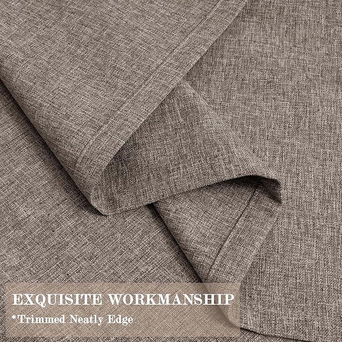 Full Blackout Privacy Curtains, 240 Inch Extra Wide Linen Blend Drapes, Pinch Pleat Window Drapery for Room Divider Storage/Space Room Separation, 1 Panel, W 240" x L 108", Light Coffee