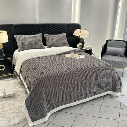 UKELER Sherpa Fleece Blanket 60 × 80 inch, Ultra Soft Twin Size Throw Blanket for All Season, Cozy Plush Arch Blankets for Bed Couch Sofa Office Camping, Dark Grey