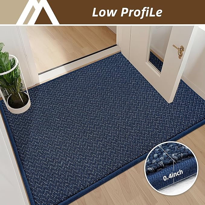 COSY HOMEER-Door-Mat 36"x60" Non Slip Absorbent Entryway Rugs Dirt Trapper Doormats Washable Entrance Mats Low Pile Welcome Floor Mat for Front Back Door and Entry Mats,Navy Blue