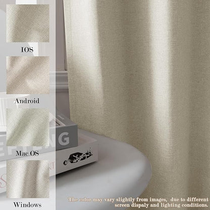 100" W x 96" L Faux Linen Room Divider Curtains, Full Blackout Pinch Pleated Drapes for Traverse Rod, Bedroom Divider Privacy Drapery with Hooks for Ceiling Track, 1 Panel, Ivory White