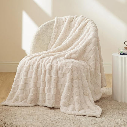 Bedsure GentleSoft Twin Blanket for Bed Light Beige - Super Soft Cozy Blankets for Women Men Girls, Cute Fuzzy Fleece Throws for Bedroom Couch, 60x80 Inches