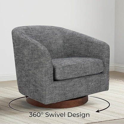 CHITA Swivel Accent Chair, FSC Certified Upholstered Fabric Barrel Chair for Living Room Set of 2, Fully Assembled, Dark Grey
