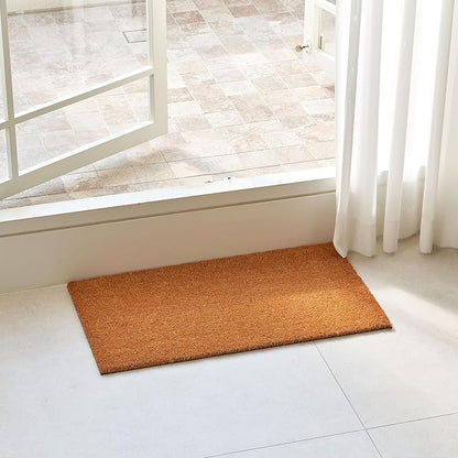 KANKUN Coco Coir Door Mat with Heavy Duty Backing, Welcome Doormat (17" x 30"), Doormat Entrance (Plain - Anti Shedding)