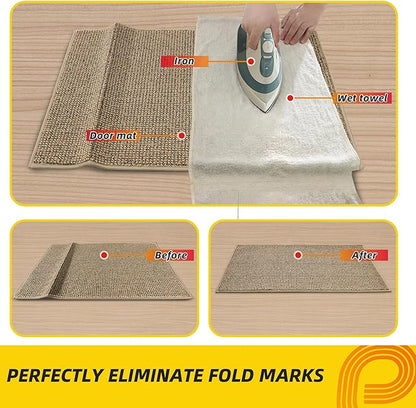 JSEI Dirt Trapper Door Mat 24"x60" Non-Slip Washable Entrance Mat, Dog Doormats, Absorbent & Fade-Resistant Floor Mats, Low Profile Welcome Mats for Entryway, Front Door, and Inside Entrance, Beige