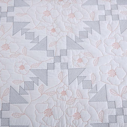 MarCielo 3-Piece 100% Cotton Oversized Bedspread Lightweight Quilt Coverlet Embroidery Farmhouse Bedding Set (TC Colorful White, Oversized Queen (100"x106"))