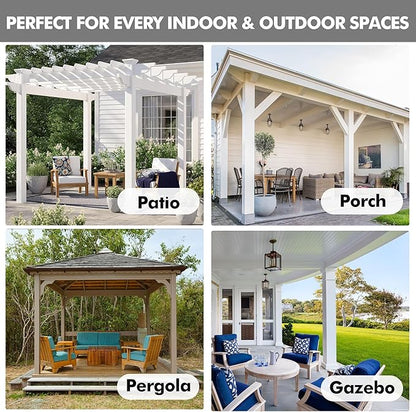 HolidayIdeas 6 Panels Linen Outdoor Curtains for Patio Waterproof-Cream Outside Gazebo Curtains 54"x95"-Indoor/Outdoor Weighted Weatherproof Curtains, Privacy for Pergola, Porch, Cabana, Sunroom