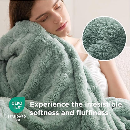 Bedsure GentleSoft Twin Blanket for Bed - Super Soft Cozy Blankets for Women Men Girls, Cute Fuzzy Fleece Throws for Bedroom Couch, Sage Green, 60x80 Inches