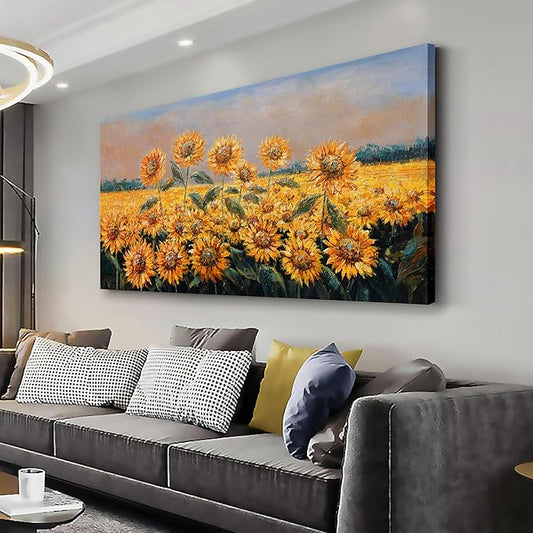 Yuaxker Flowers Canvas Wall Art Sunflower Flower Canvas Painting Yellow Aesthetic Wall Decor Artwork for Living Room Bedroom Dining Room Office Home Decor 20x40inch