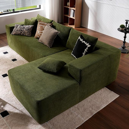 ovios 104" Cloud Sectional Couch with L-Shape Chaise,Modern Modular Sofa with Deep Seat, Upholstered Couches for Living Room Bedroom,No Assembly Required, Green (Cloud Velvet)