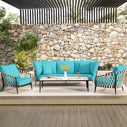 hyha Waterproof Couch Cushion Covers, Stretch Sofa Couch Seat Slipcover for Dog Washable, Non-Slip Waterproof Outdoor Cushion Covers for Patio Furniture Replacement (2 Pieces, Peacock Blue)