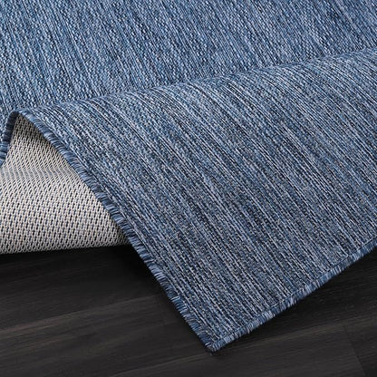 Washable Indoor Outdoor Rug 8x10 Weather Resistant Area Rugs Modern Solid for Porch Deck Balcony Backyard Patio Outside Carpet (8 X 10 Azure Blue)