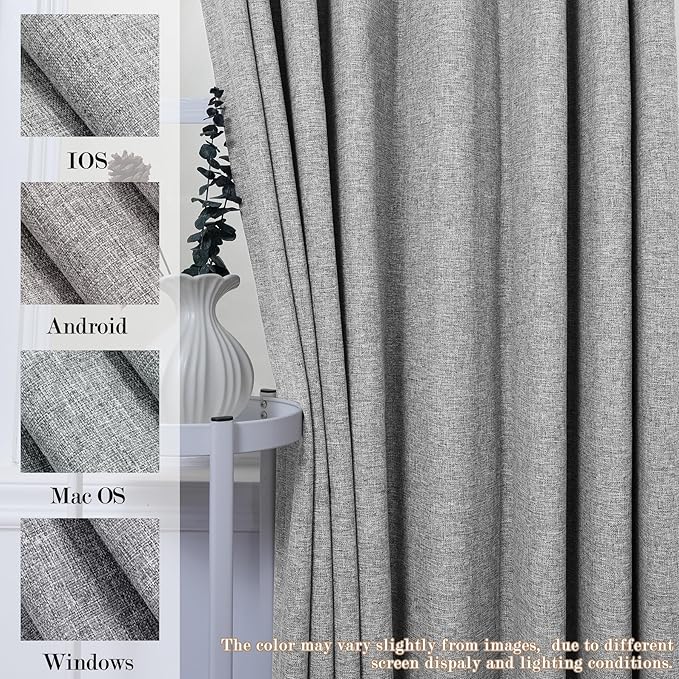 Room Divider Curtains Screen Partitions, Linen Look 100% Blackout Drapery 84 Inches Long, 120" Wide Pinch Pleated Window Drapes, Privacy Protecting, Light Blocking, (1 PC, Light Grey)