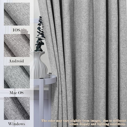 Room Divider Curtains Screen Partitions, Linen Look 100% Blackout Drapery 102 Inches Long, 100" Wide Pinch Pleated Window Drapes, Privacy Protecting, Light Blocking, (1 PC, Light Grey)