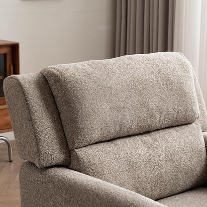 Kidol & Shellder Light Brown Oversized Accent Chair for Living Room Mid Century Modern Reading Chair with Back Upholstered Comfy Single Sofa Chair for Bedroom Lounge Side Corner Boucle Fabric Armchair