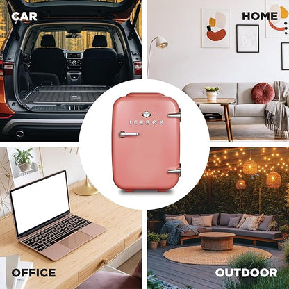 IBMF4BLS Fridge for Bedroom, Skincare, Portable Cooler & Warmer for Makeup, for Office & Home Refrigerator, Mini (4 L / 6-Can), Blush Red