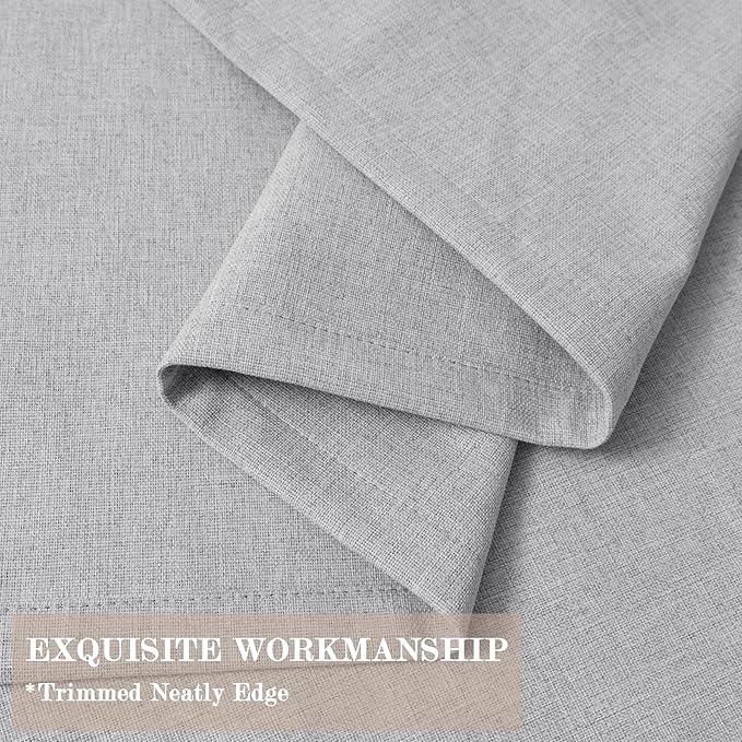 Extra Wide 100% Blackout Linen Textured Curtains - Room Dividers, W200 x L96 (1 Panel), Pinch Pleat Drapes for Living Room, Full Light Block Out Drapery for Sliding Door, Silver Grey