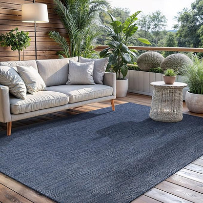 CAMILSON Outdoor Rug 6x9 Modern Area Rugs for Indoor and Outdoor Patios and Porches - Waterproof, Washable, Non-Shedding, Easy-to-Clean Outside Carpet (6 x 9, Solid - Navy Blue)