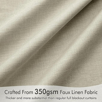 MIULEE 100% Blackout Curtains 120 Inch Long 2 Panels Set for Bedroom, Thick Luxury Faux Linen Black Out Curtain Room Darkening Back Tab Pleat Window Textured Drapes with Hooks for Living Room, Oatmeal