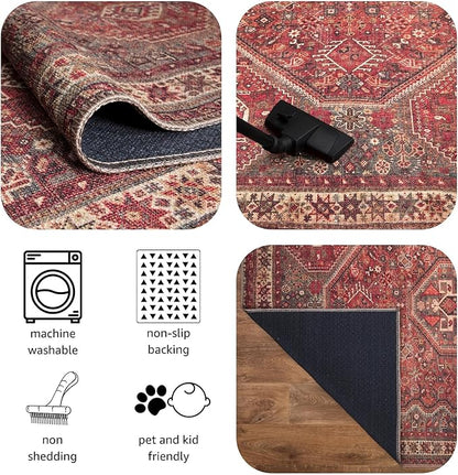 Keen Home Design 2x3 Rug - Machine Washable Entry Rug with Non-Slip Backing, Ideal for Enteryway, Kitchen, Bathroom, Laundry Room - Vintage, Easy Clean, Durable, Low Pile Rug - (2' x 3')